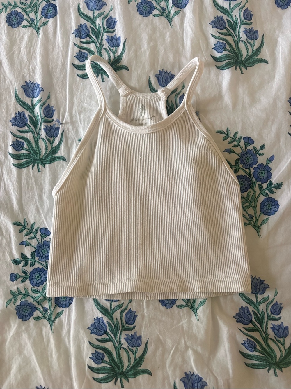 FP Movement by Free People Ivory Ribbed Cropped Tank
